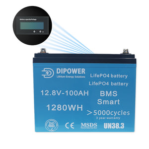 Batteria ricaricabile Europa 12v100Ah agli ioni di litio LiFePO4 con schermo 